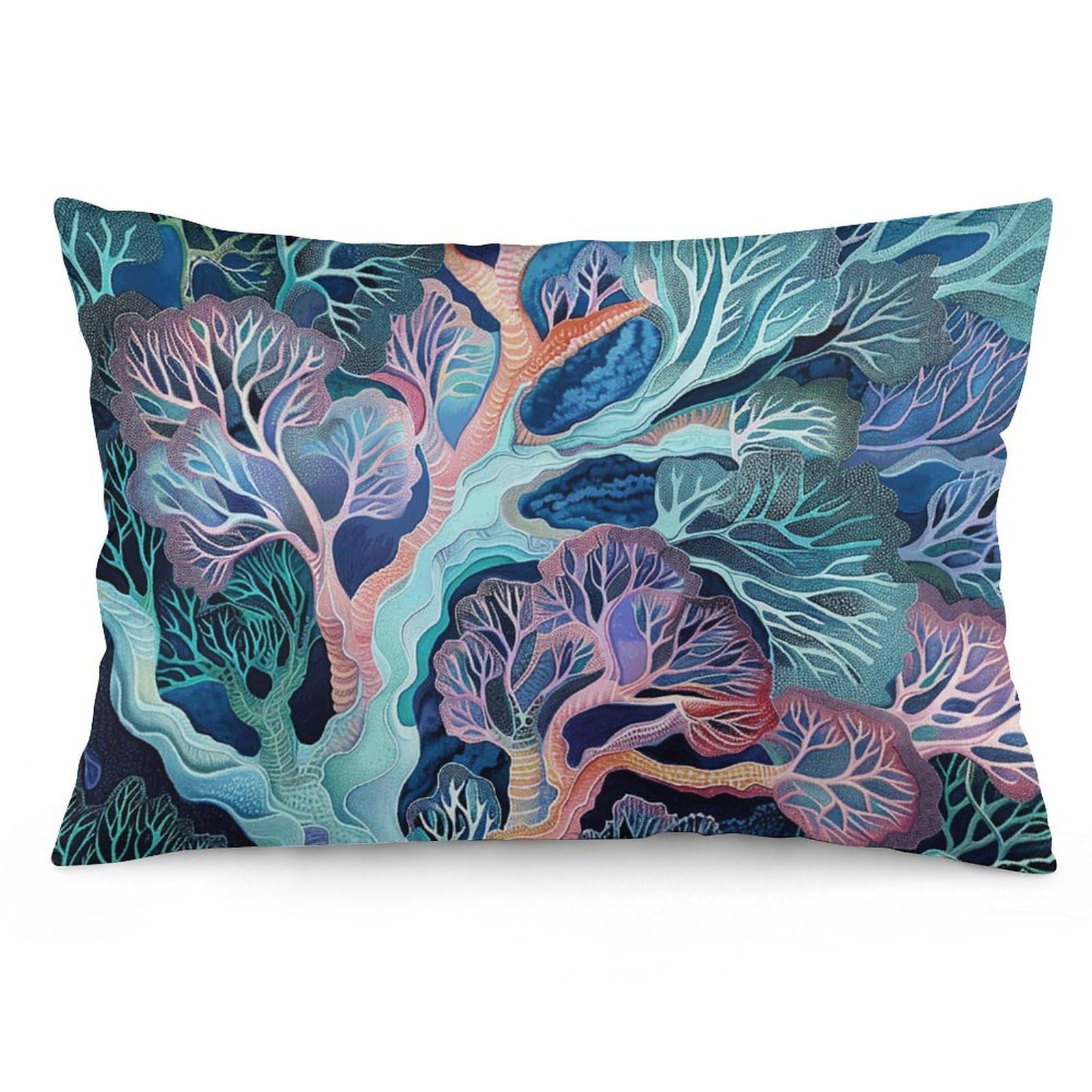 NTVOWPZO 2 Pack Decoration Throw Pillow Covers 20"x30" Pillowcases Covers Fan Coral Image Pillowcases Modern Farmhouse Home Decor Sofa Cushions Covers for Couch Bed Living Room