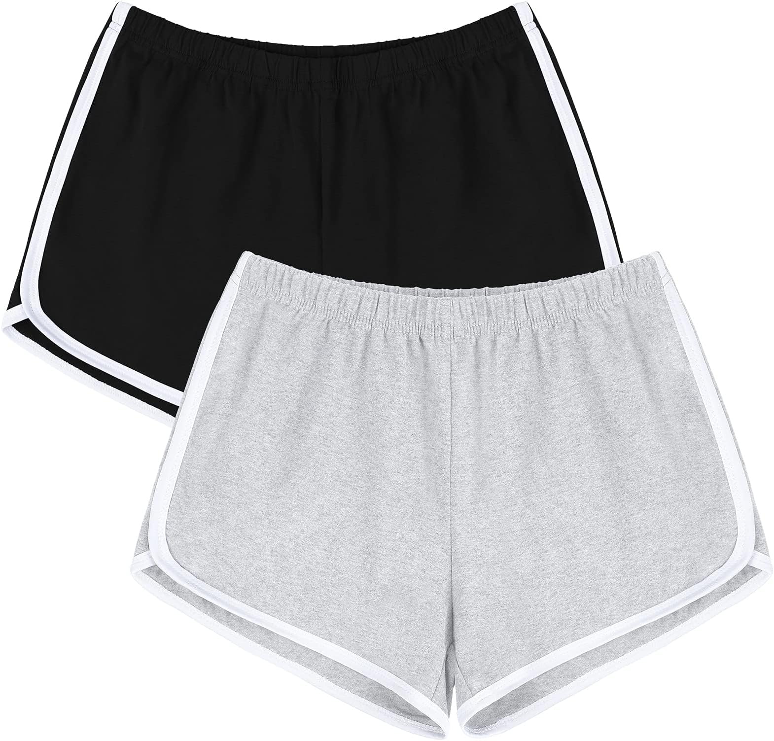 Women's Cotton Gym Yoga Summer Running Active Dance Elastic Shorts, Pack of 2