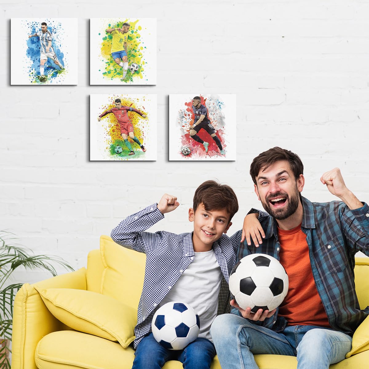Amazon.co.jp: 水彩キャンバスウォールアート 有名なサッカースーパー