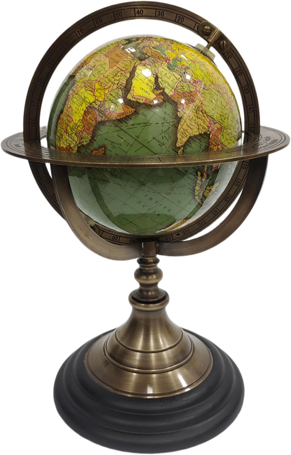 Antique Brass Armillary Sphere Globe Clock Spherical Astrolabe Vintage Handmade Nautical Item Decor for Office Desk & Home