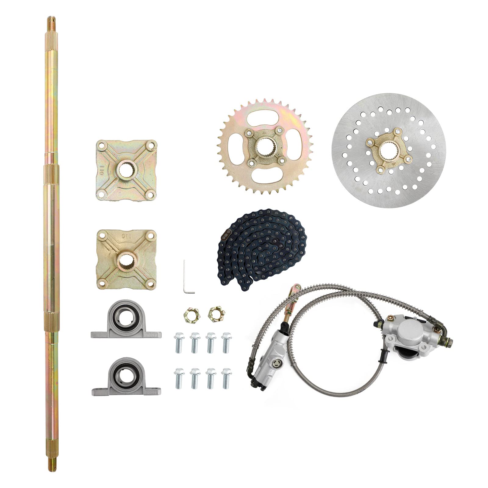 Topteng 32“ ATV Quad Go Kart Rear Live Axle Kit Kettenrad Bremse Radnabe Bremse Montage