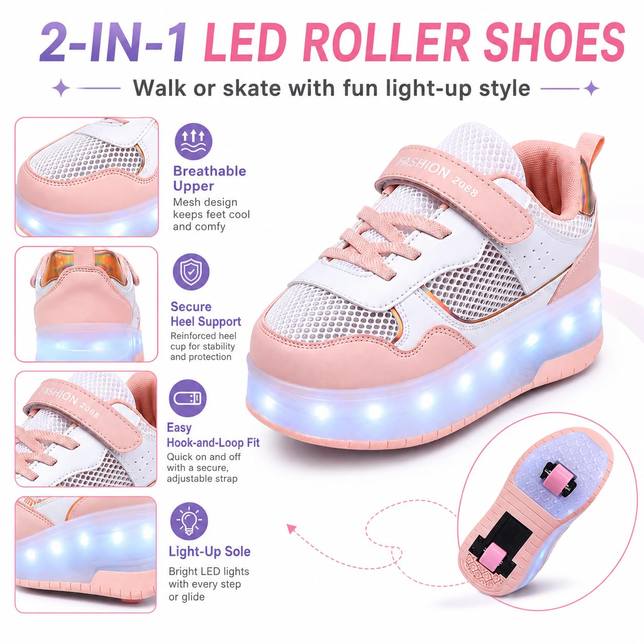 ENEN Chaussure a Roulette Fille Roller 2 Roues