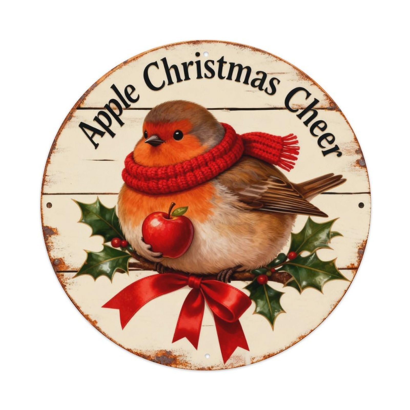 Apple Christmas Cheer Sign Metal Tin Sign Plaque