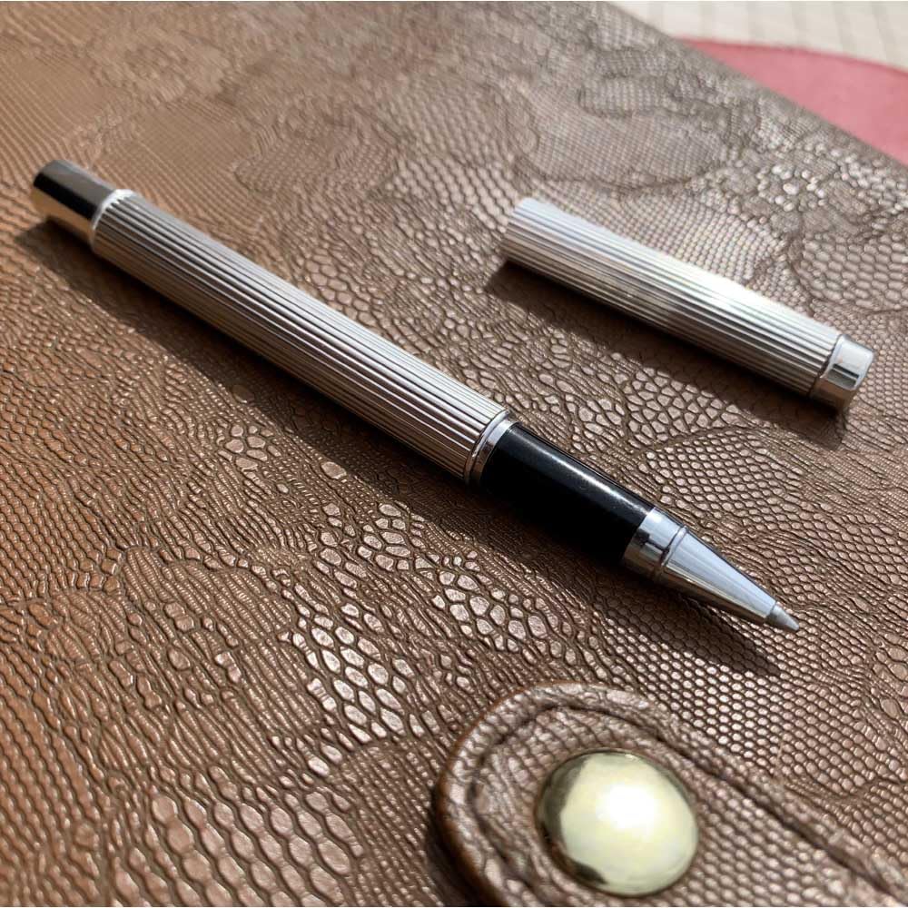 Cesare Emiliano 925er Sterling Silber ECO Kugelschreiber Guillochierung/Liniendesign