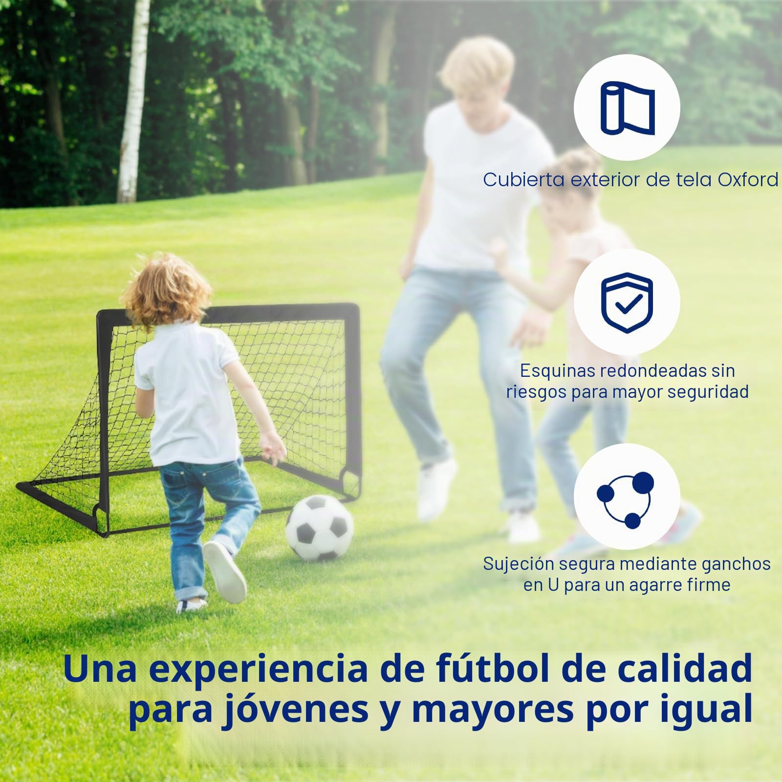 Portería de fútbol plegable 2 unidades con barras de fibra de vidrio y bolsa de transporte
