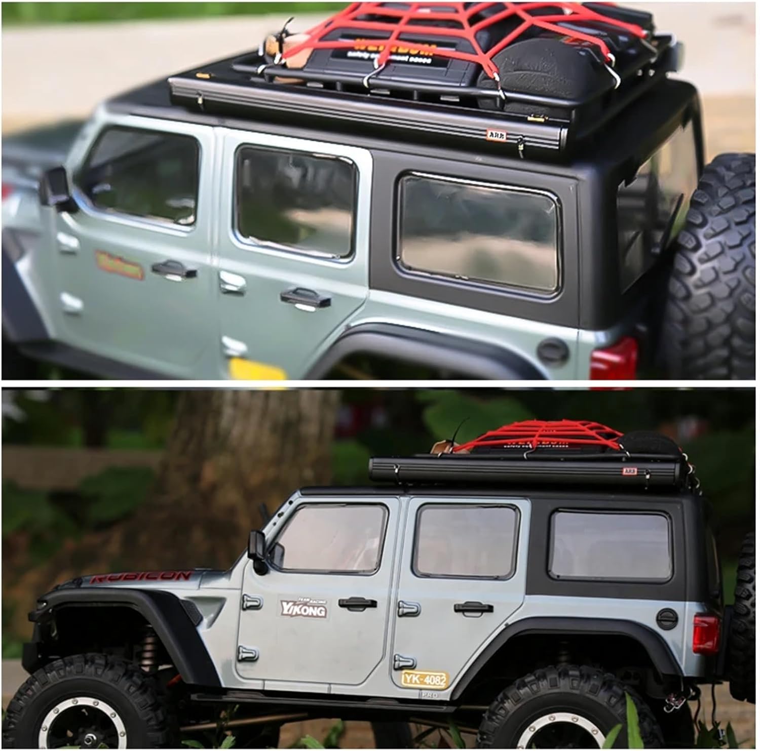 for RC Car Side Roof Top Tent Shade Awning Rain Canopy Sunshade Camping Tent for 1/10 RC Crawler Car Axial SCX10 TRX4(Black)
