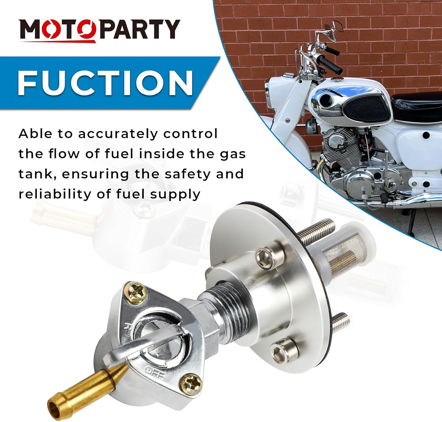 Motoparty Fuel Petcock for Honda Dream 305 250 CA77 CA78 CA72 CA 77 78 72 C76 Benly Gas Tank Fuel Switch Valve
