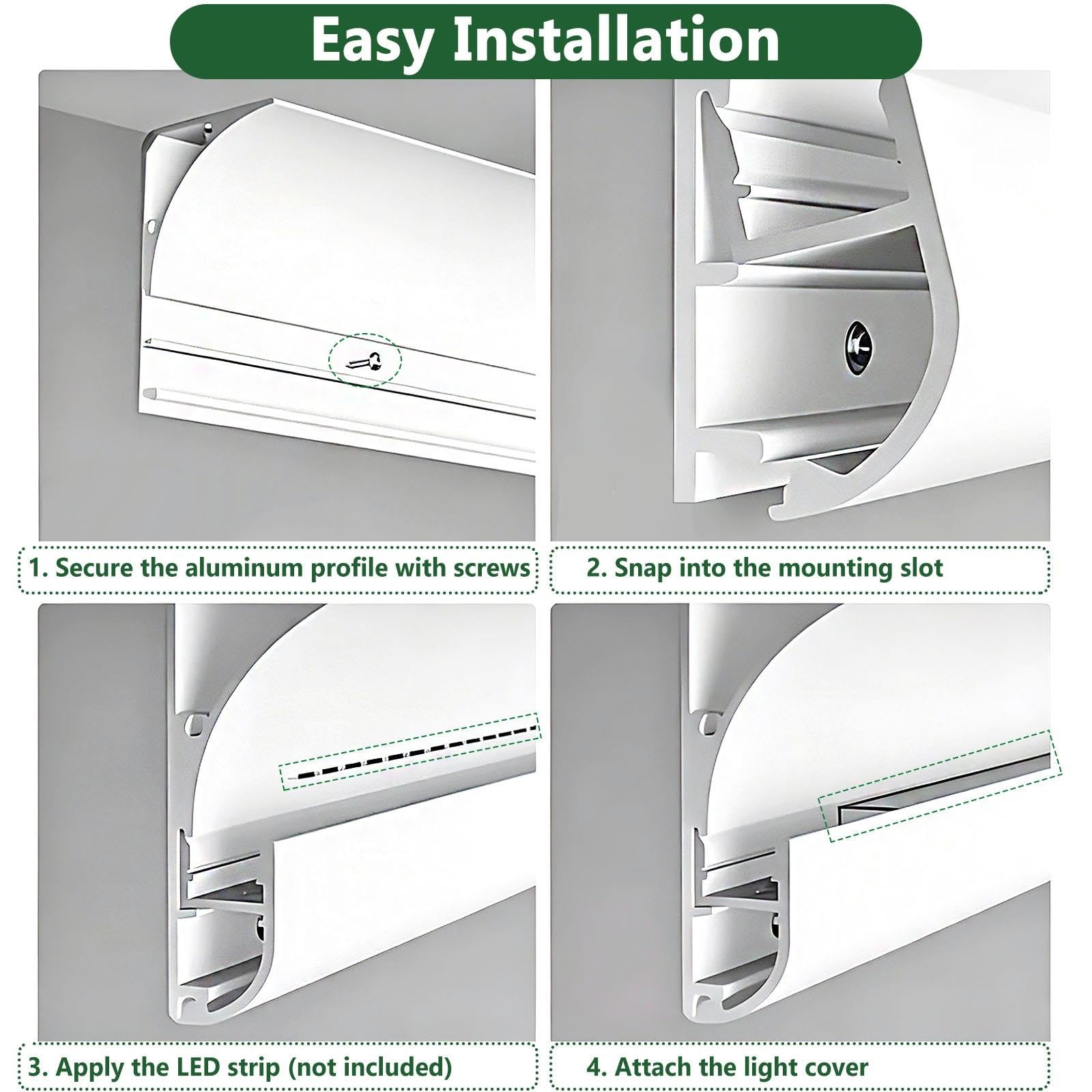 Profilo LED Con Diffusore Per Striscia LED Soffitto Camera Bianco