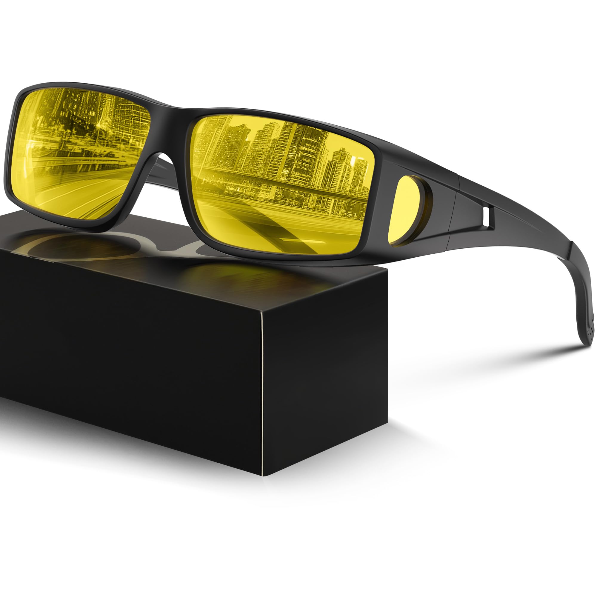 Night Driving Glasses for Men Women Anti Glare Polarized Fit Over Night Vision glasses
