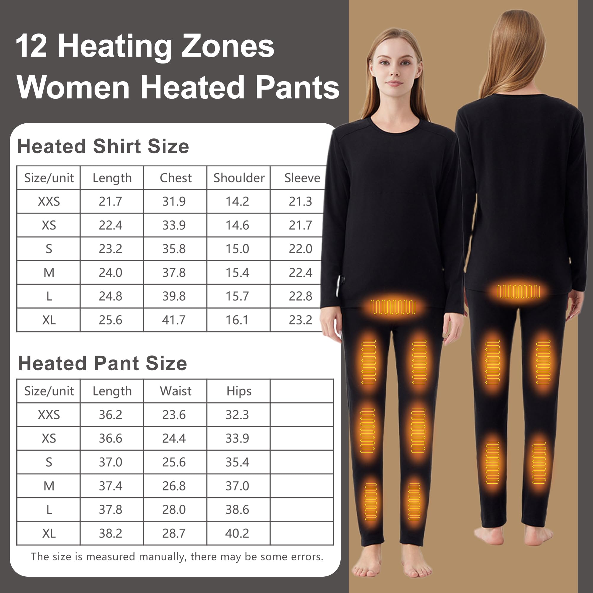 Pantaloni riscaldati da Donna con 12 Zone riscaldate, Biancheria Intima Termica elettrica, Leggings riscaldanti Lunghi per Caccia e Ciclismo