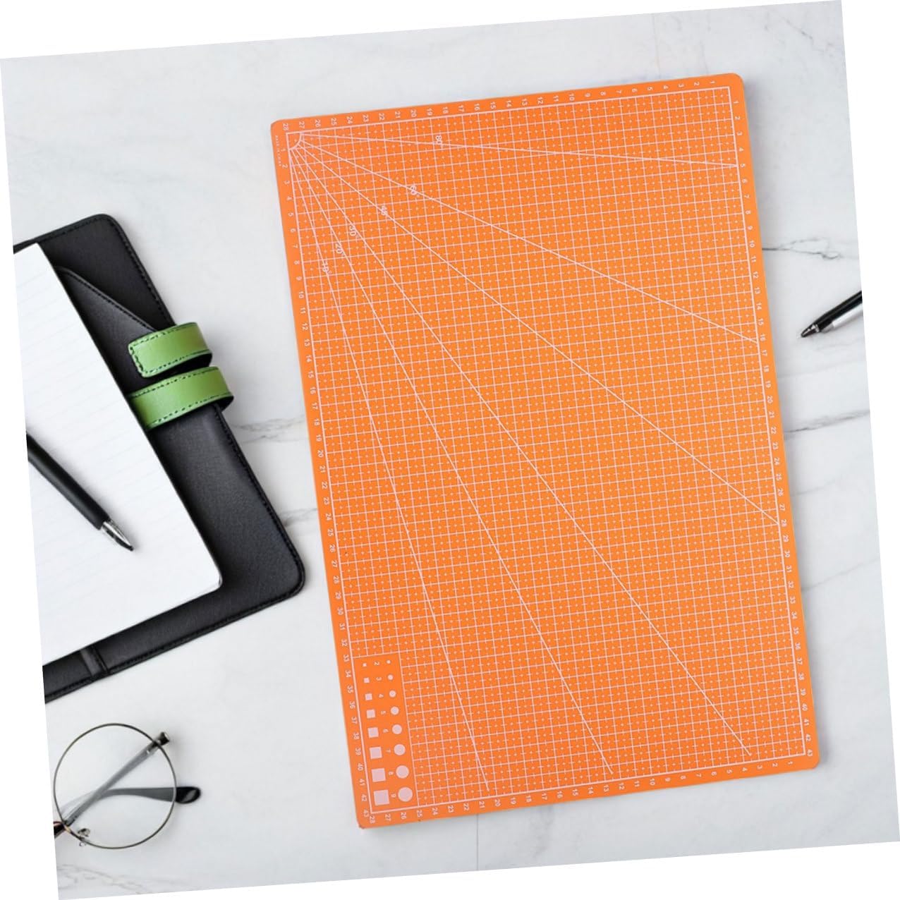 LIFKOME 2pcs Double-sided Quilting Cutting Mat Precision Grid for Sewing and Craft Projects, Thin Orange A3 Size Board for Fabric Hobby and Scrapbooking