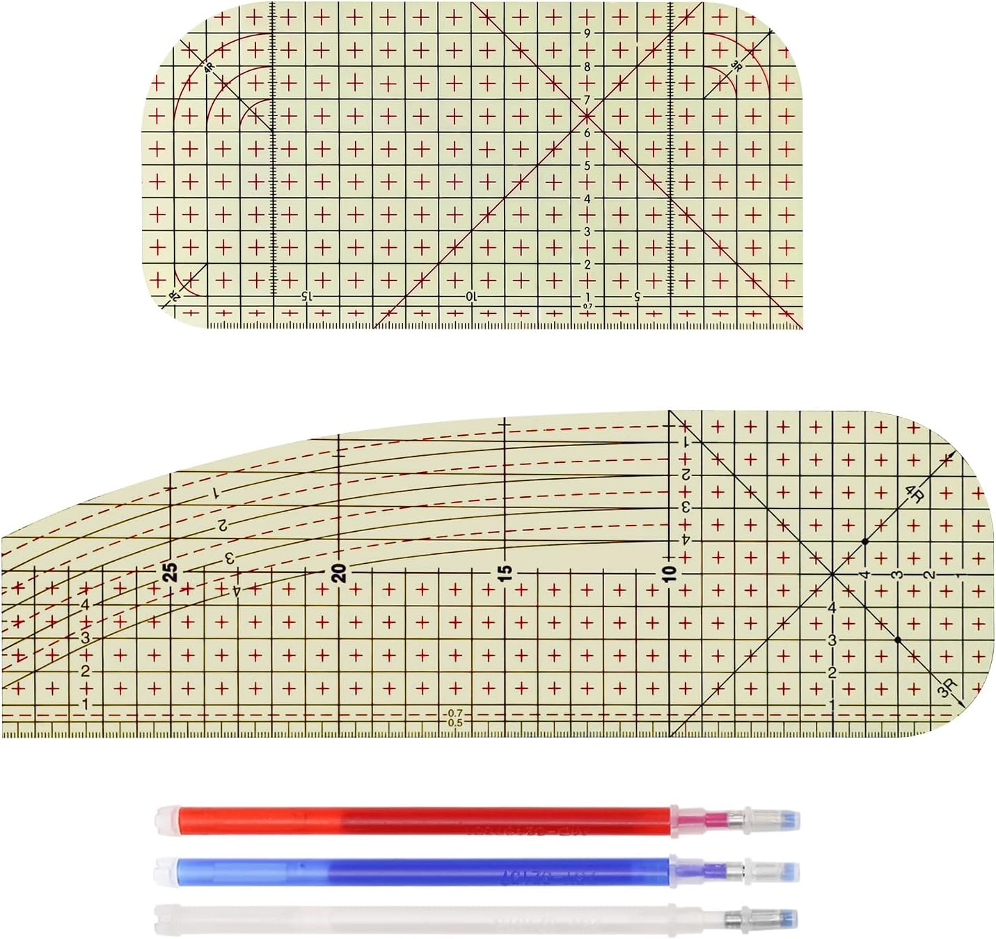2 Sewing Rulers, 3 Ironing Eraser Pens, Heat-Resistant Ironing Ruler, Sewing Accessories, Small Tools for Sewing Garments, Measuring Gadgets, Manual Garment Measuring Ruler