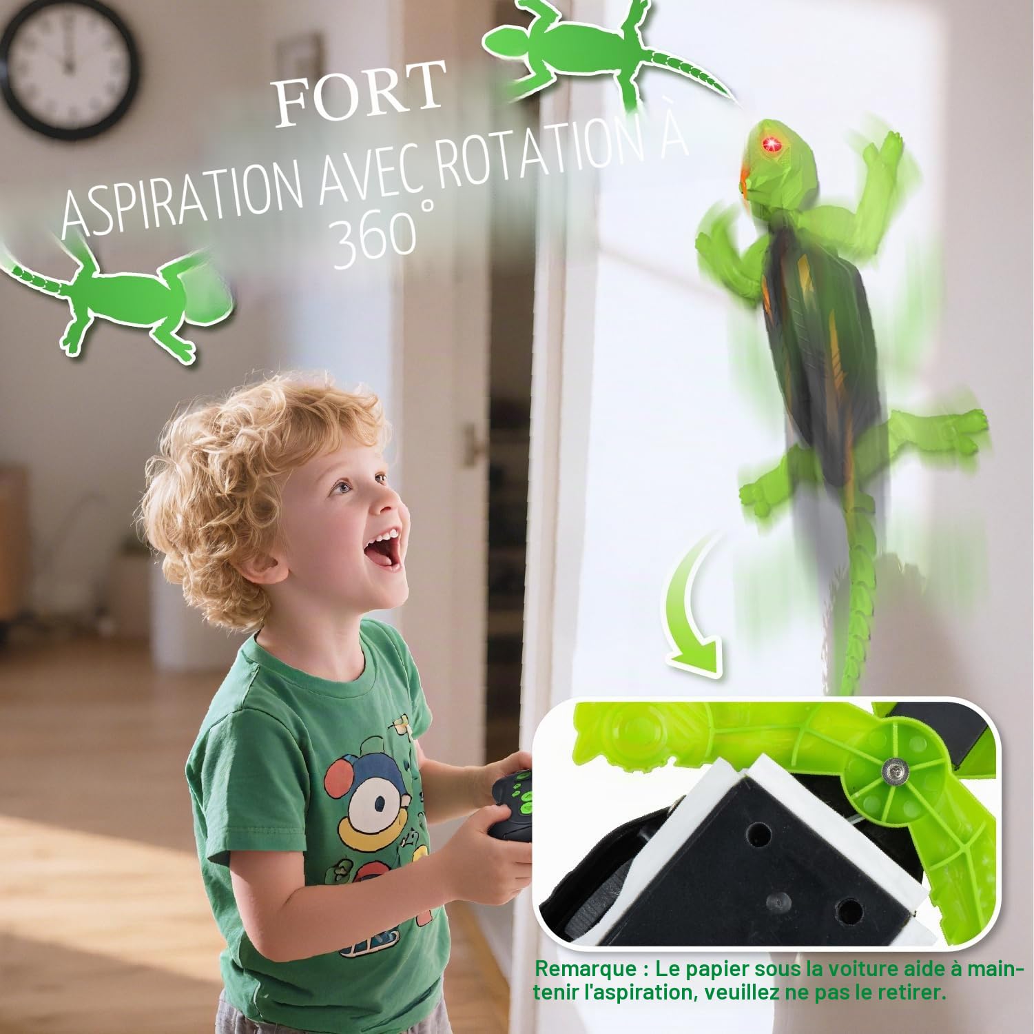 snookids Gecko Radiocommandé Grimpeur, Lezard Télécommandé Robot Jouet Qui Escalade Murs et Plafonds, Yeux LED Lumineux Mouvements Réalistes, Cadeau Enfant pour Garçons et Filles 3 4 5 6 7 8+