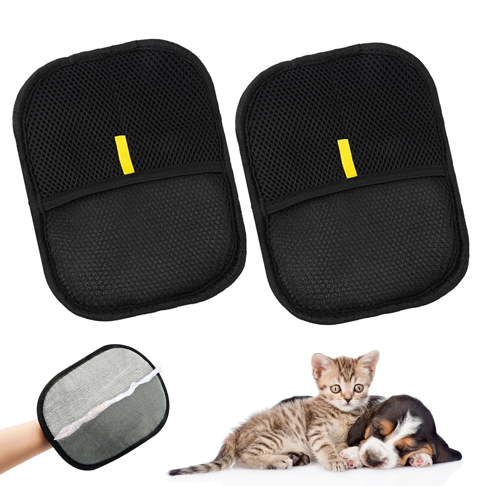 2 Gants Anti-Poils Chat Double Face Réutilisables - Pour