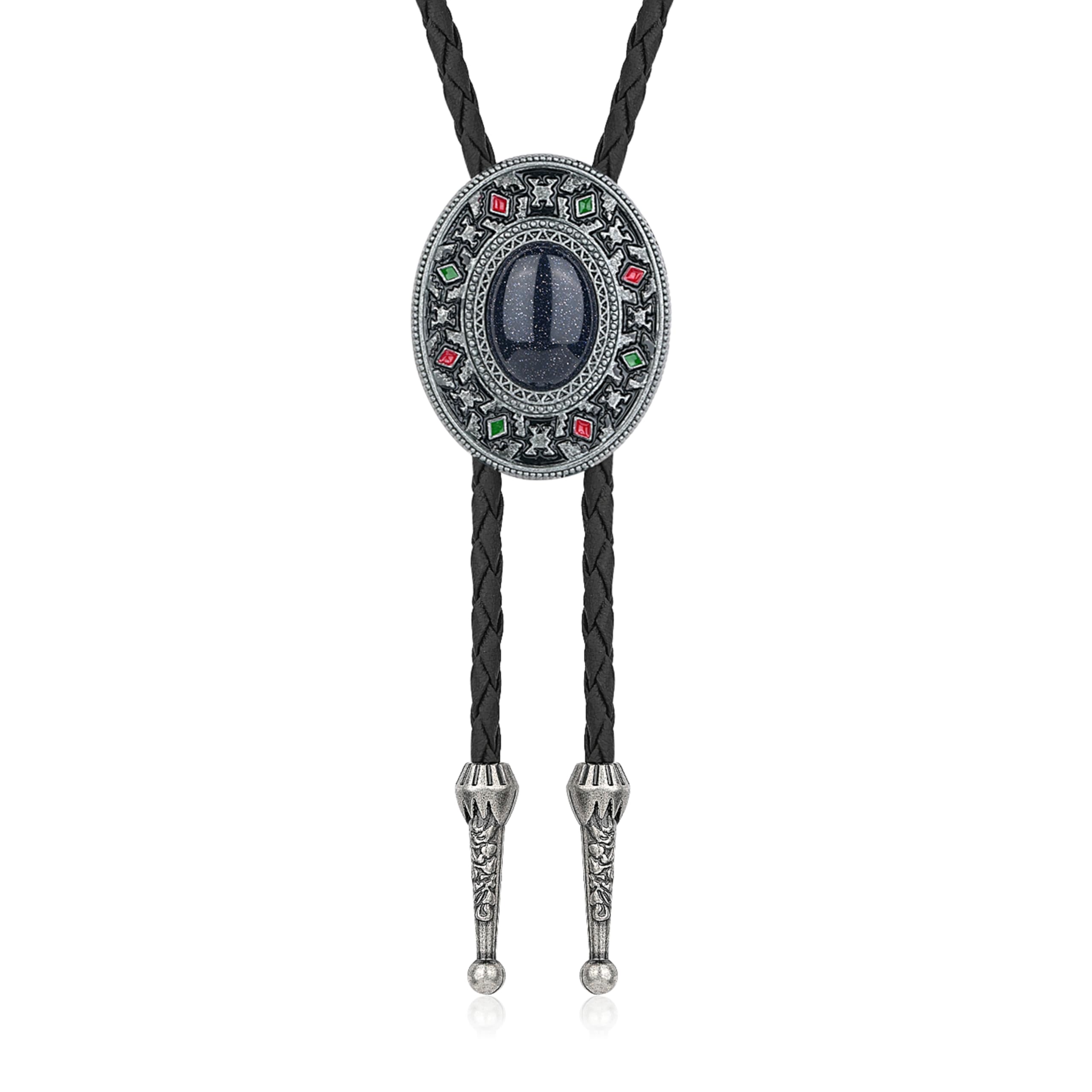 Bolo Tie for Men Women Cowboy Turquoise Celtic Natural Tiger Eye Stone Longhorn Bull Western Leather Bolo Necktie