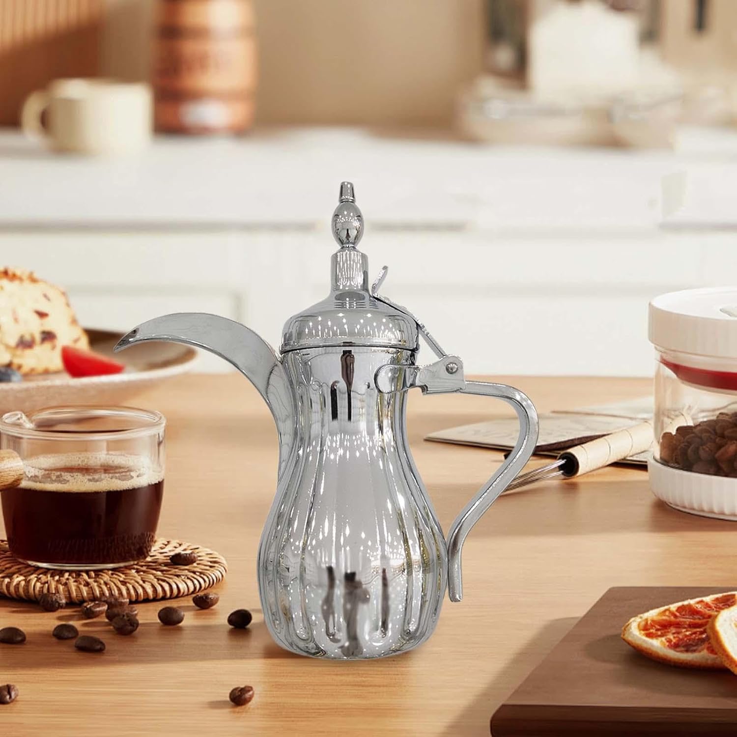 Arabic Coffee Maker Eagle Beak Multipurpose Sturdy for Daily Use Tea Pot Stainless Steel, Silvery 500ml