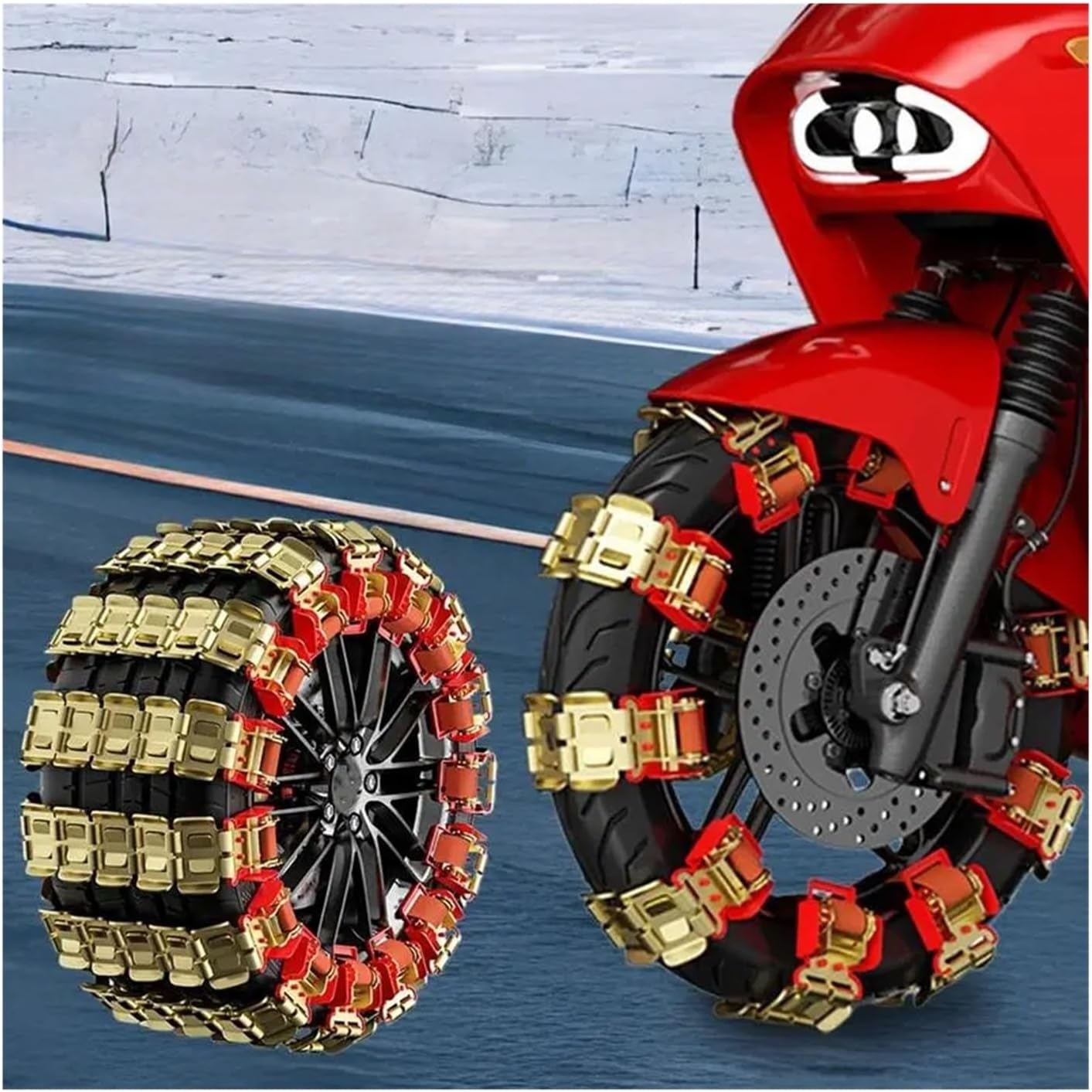 24-33CM Car Snow Chains Thicken Dragon Claw Type Ice Grip Tire SUV Rain Traction Chain(33cm 1PC)