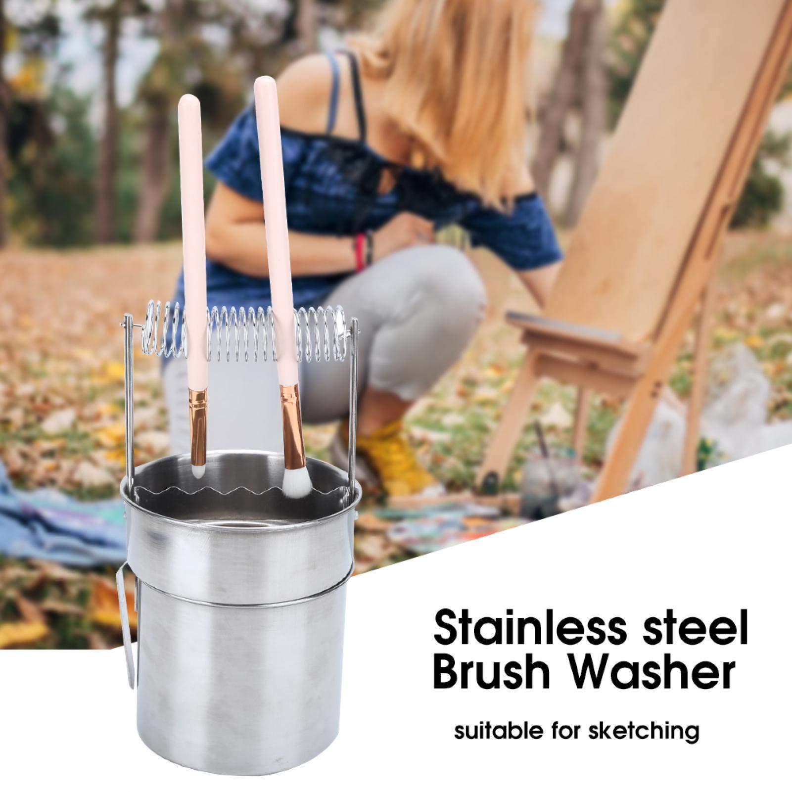 Artist Brush Washer, Portable Paint Brush Cleaner Art Paint Brush Washer with Wash Tank