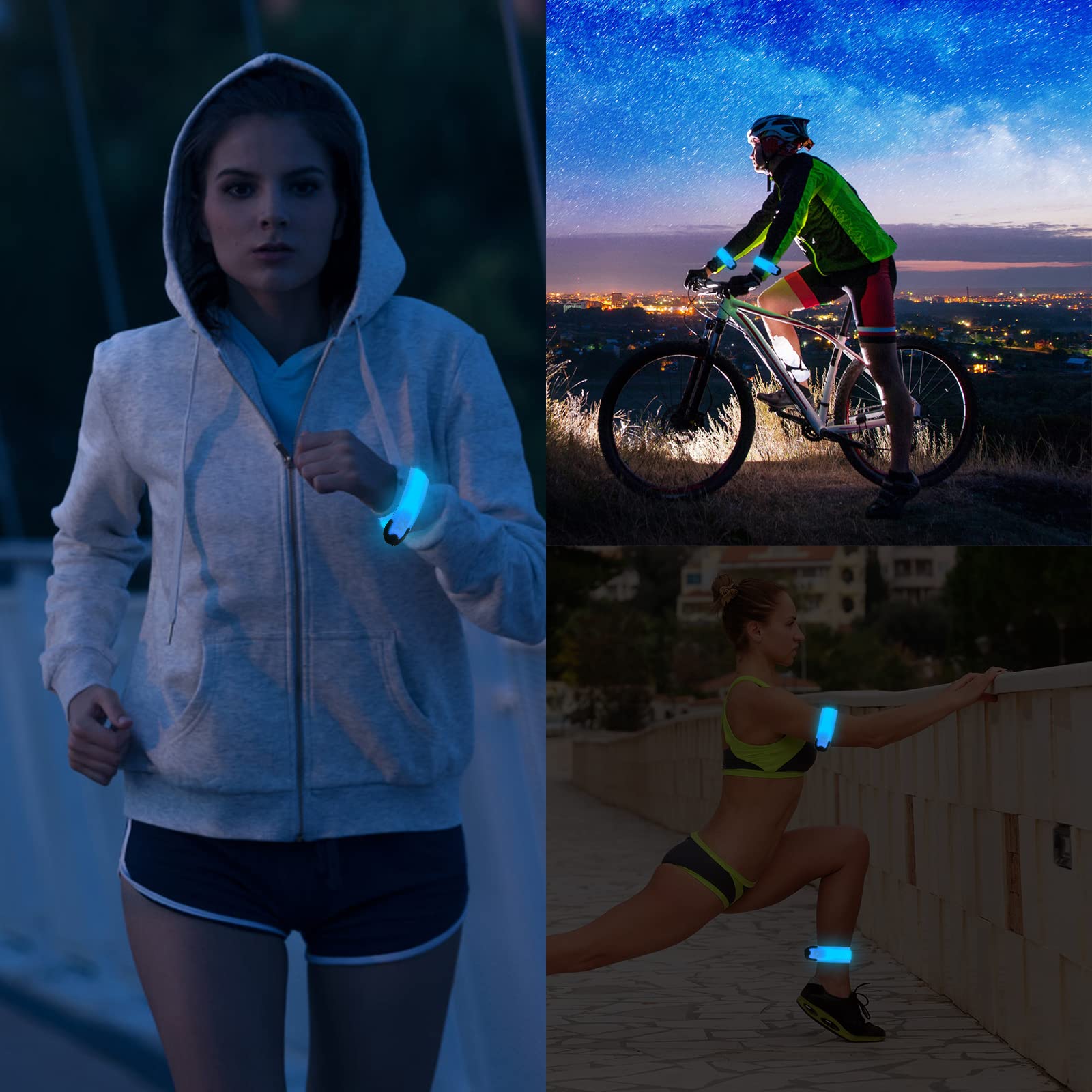 Braccialetto LED Ricaricabile USB - 2 Pezzi Con 3 Modalità Luce, Impermeabile, Per Corsa Notturna E Bici - Foto 6