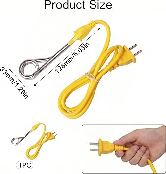 Portable Electric Water Heater, Boiling Water Heating Tube - Copper & PVC - Mini Portable Stick Immersion Heater for Coffee, Tea, Milk, Hot Beverages, 220V 600W for Camping,Travel
