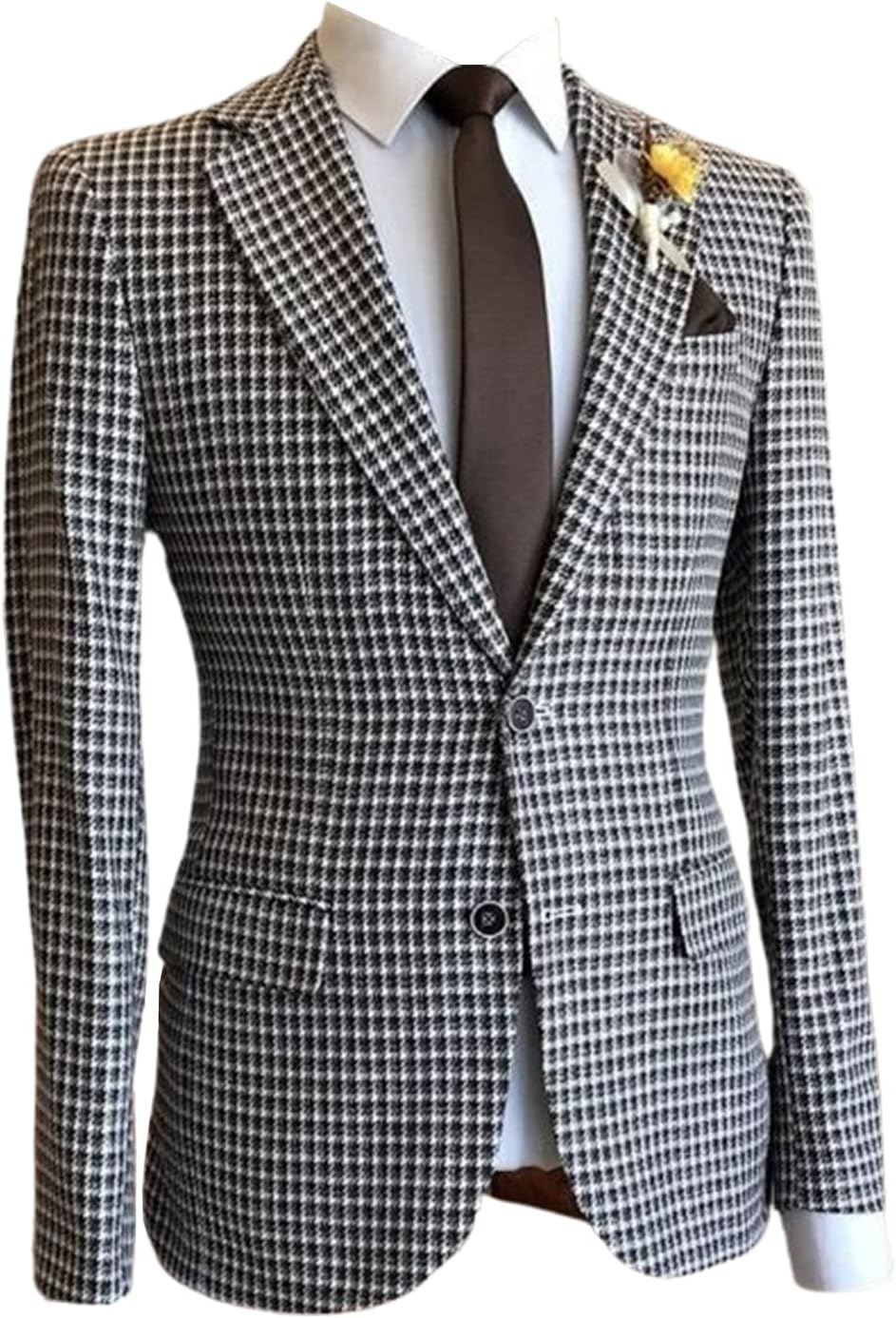 Amazon.com: Mrjitor Men's Houndstooth Blazer Two Buttons Notch Lapel ...