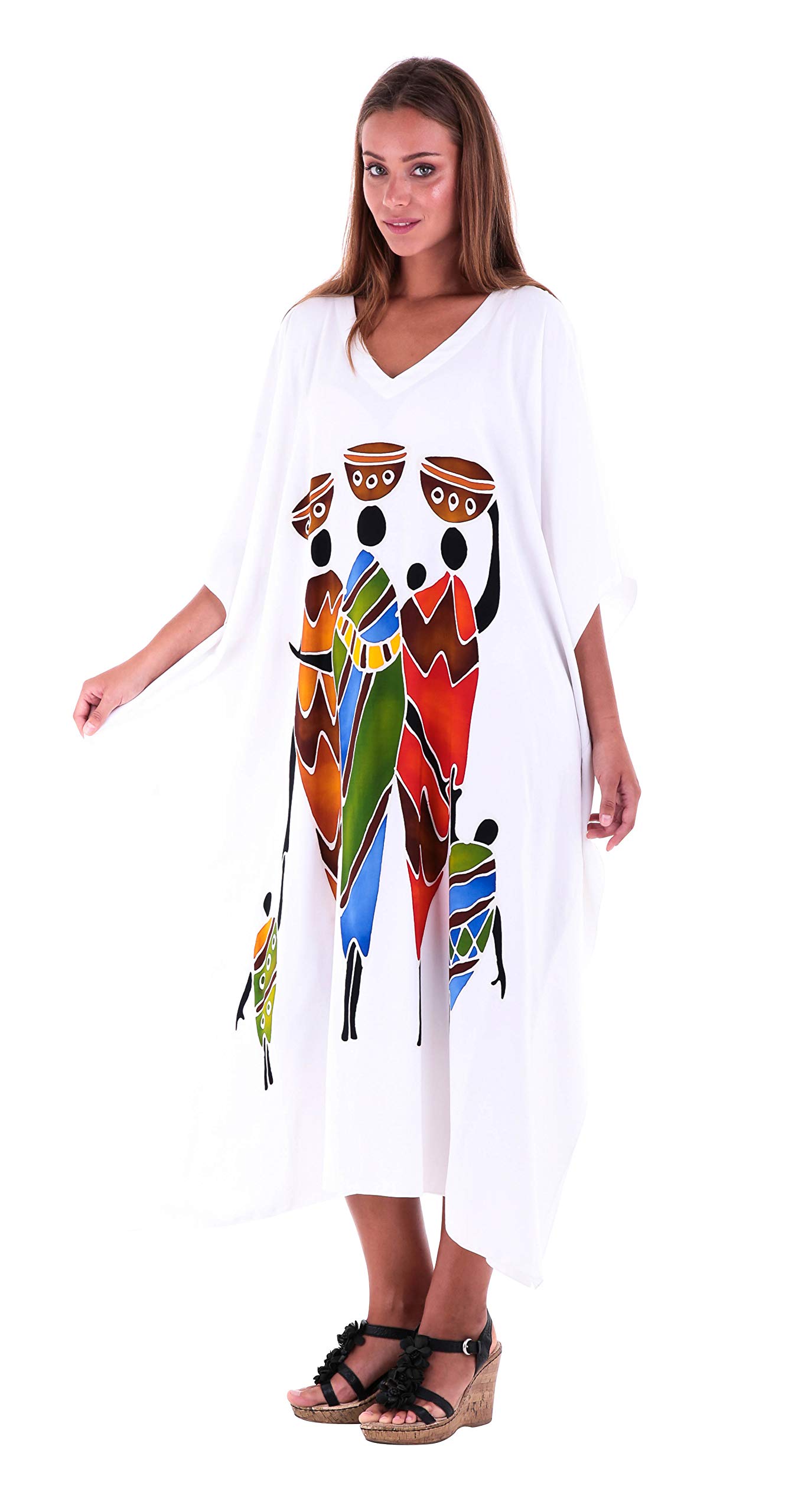 SHU-SHI - Caftán Largo para Mujer - Ideal para la Playa - Diseño Tribal