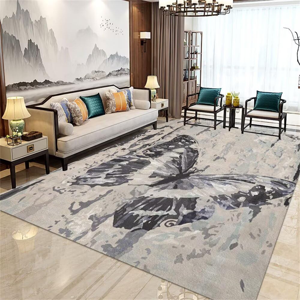 Tapis chambre papillon bleu gris anti-froid pour réchauffer le sol des enfants et ados