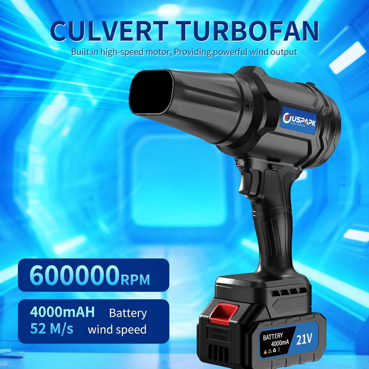 Leaf Blower Cordless - 600000RPM - 21V Electric Leaf Blower with 2×4.0Ah Batteries & Fast Charger -Battery Powered Leaf Blowers for Lawn Care, Dust, Yard, Snow