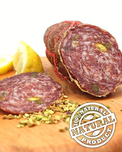 Miniatura 3 de Fortuna's Felino con salami de pistacho, barra de 12-14 onzas, estilo siciliano clásico, sin nitratos y gluten, cerdo totalmente natural, curado en