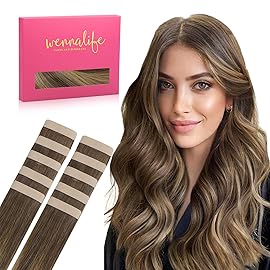 WENNALIFE Tape in Hair Extensions, Human Hair Balayage Chocolate Brown to Caramel Blonde, 10pcs 30g 22 inch Remy Invisible Tape Ins Straight Soft Real Human Hair Extensions