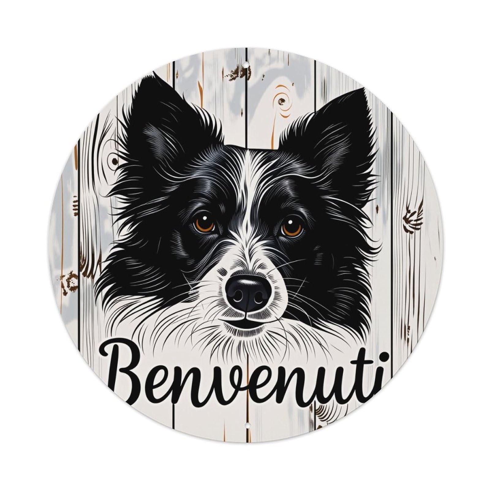 Dog Face Wood Background Text Round Tin Sign Vintage Style Metal Sign Home Bar Garden Wall Plaque Decor Metal Poster 8x8 Inch
