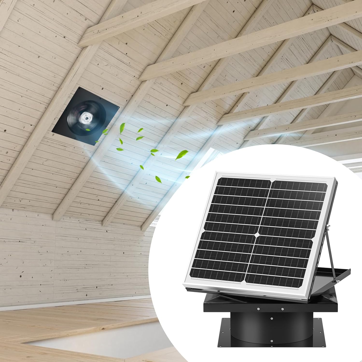 TXL 30W Solar Attic Exhaust Fan, Solar Roof Vent, 1800 CFM High-Flow Cooling for Up to 2,500 Sq Ft, Ideal for Attics, Warehouses, and Hot Spaces