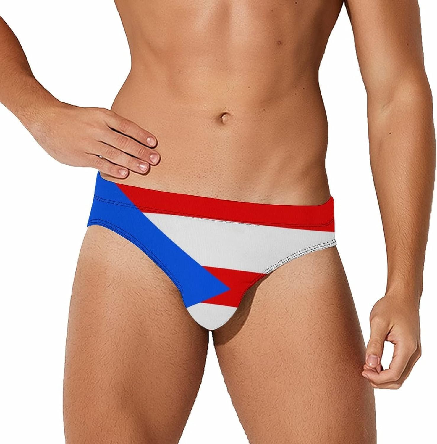 Melbrakin Men's Flag Of Puerto Rico Swimwear Briefs Swim Trunk Triangle Thong Bikini Swimsuit