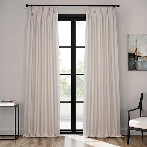 HPD Half Price Drapes Cortinas de lino sintético para oscurecer la habitación de dormitorio de 96 pulgadas de largo (1 panel), cortinas plisadas