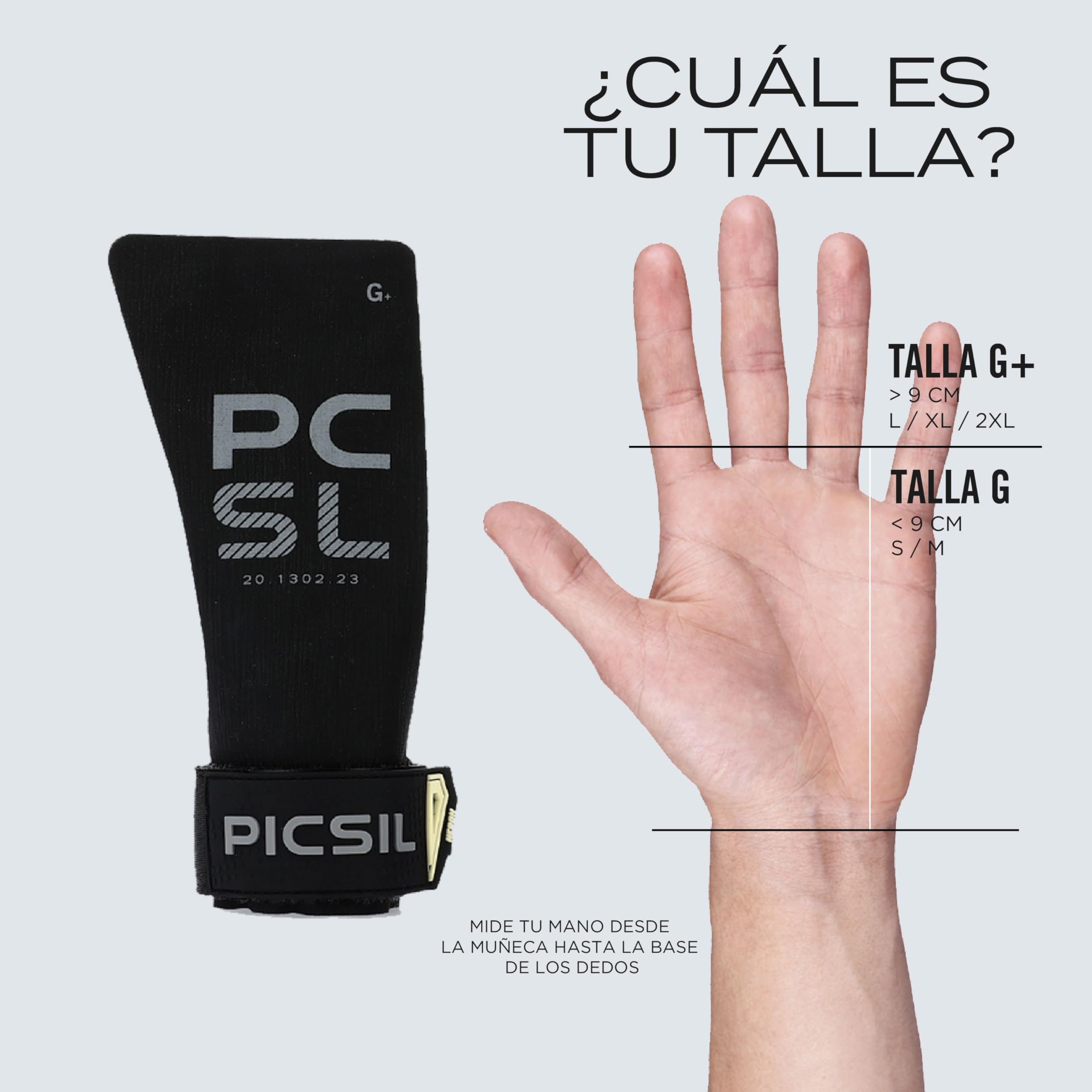PICSIL Calleras Heron + Muñequeras + Bolsa, Uso con y sin Magnesio, para Todo Tipo de Atletas, Agarre en Todas Superficies y Tipo de Barra — view 6