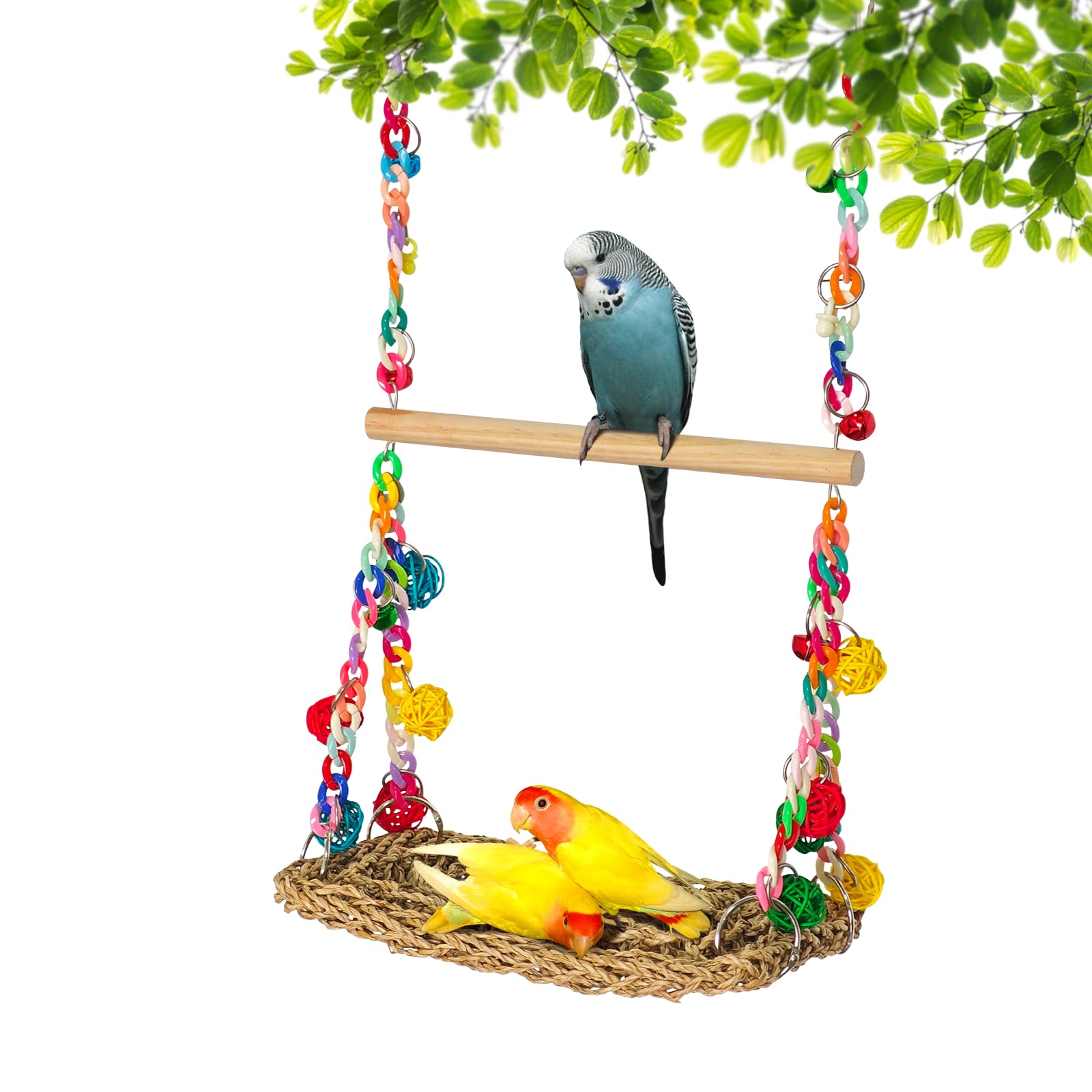 Parrot Swing Bird Hanging Hammock,Parakeet Cage Decor Climbing Toy