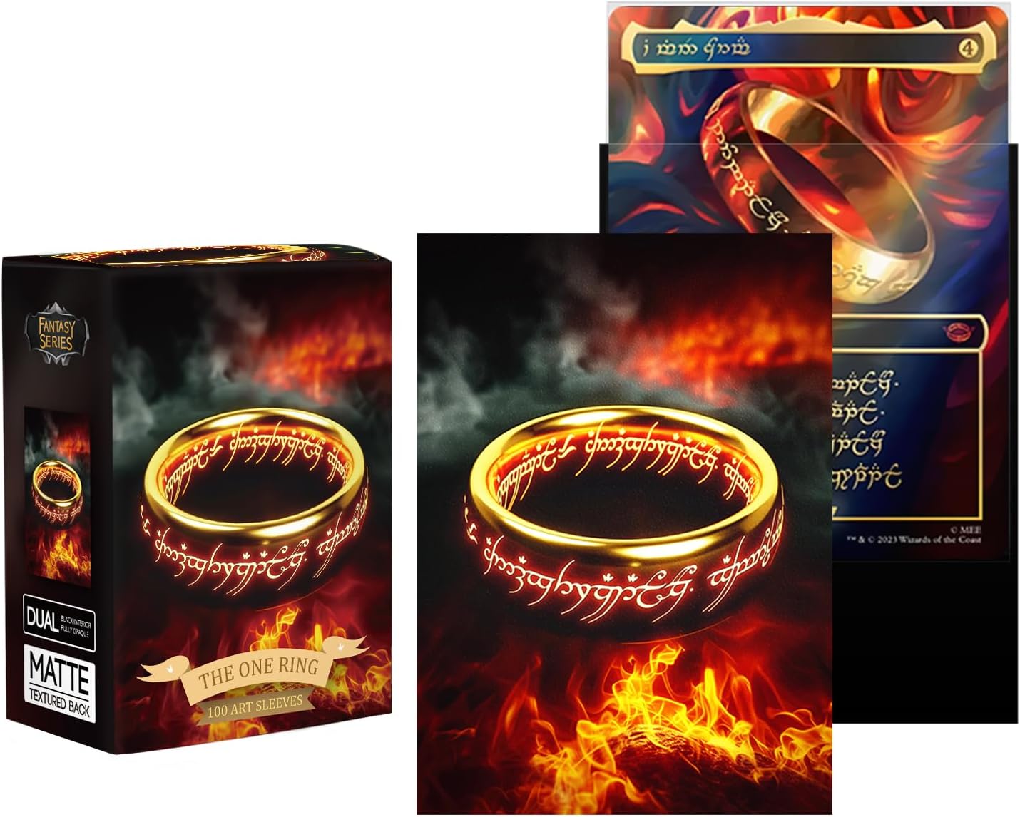 Katomula 100 MTG Card Sleeves with 100 Inner Sleeve, Textured Back Art Sleeves, Fit Standard Size Cards- The-One-Ring