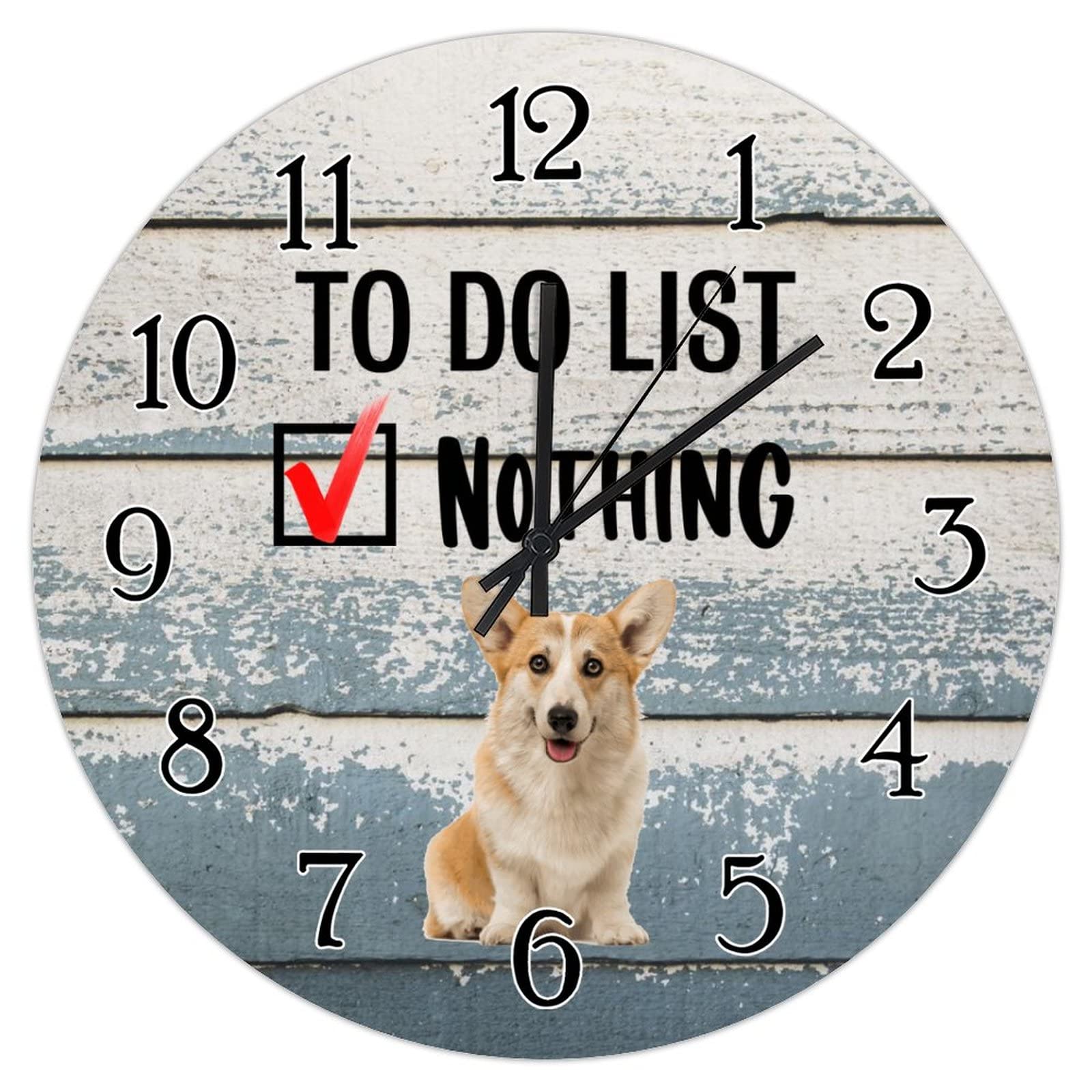 Horloge silencieuse Welsh Corgi sans tic-tac style shabby chic
