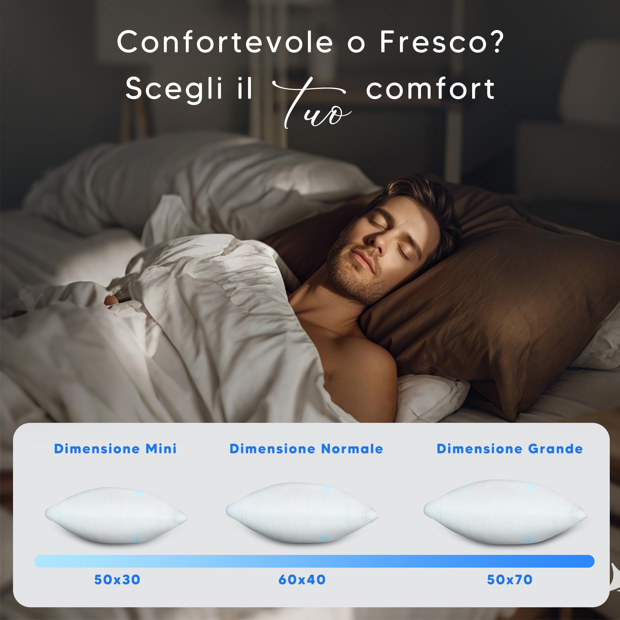 Cuscino Cervicale Memory Foam - Regolabile Cuscino Ortopedico con Schiuma Frantumata per Dormire, Ergonomico Guanciale Letto Supporto Anti Dolore e Antirussamento, 50x70 cm