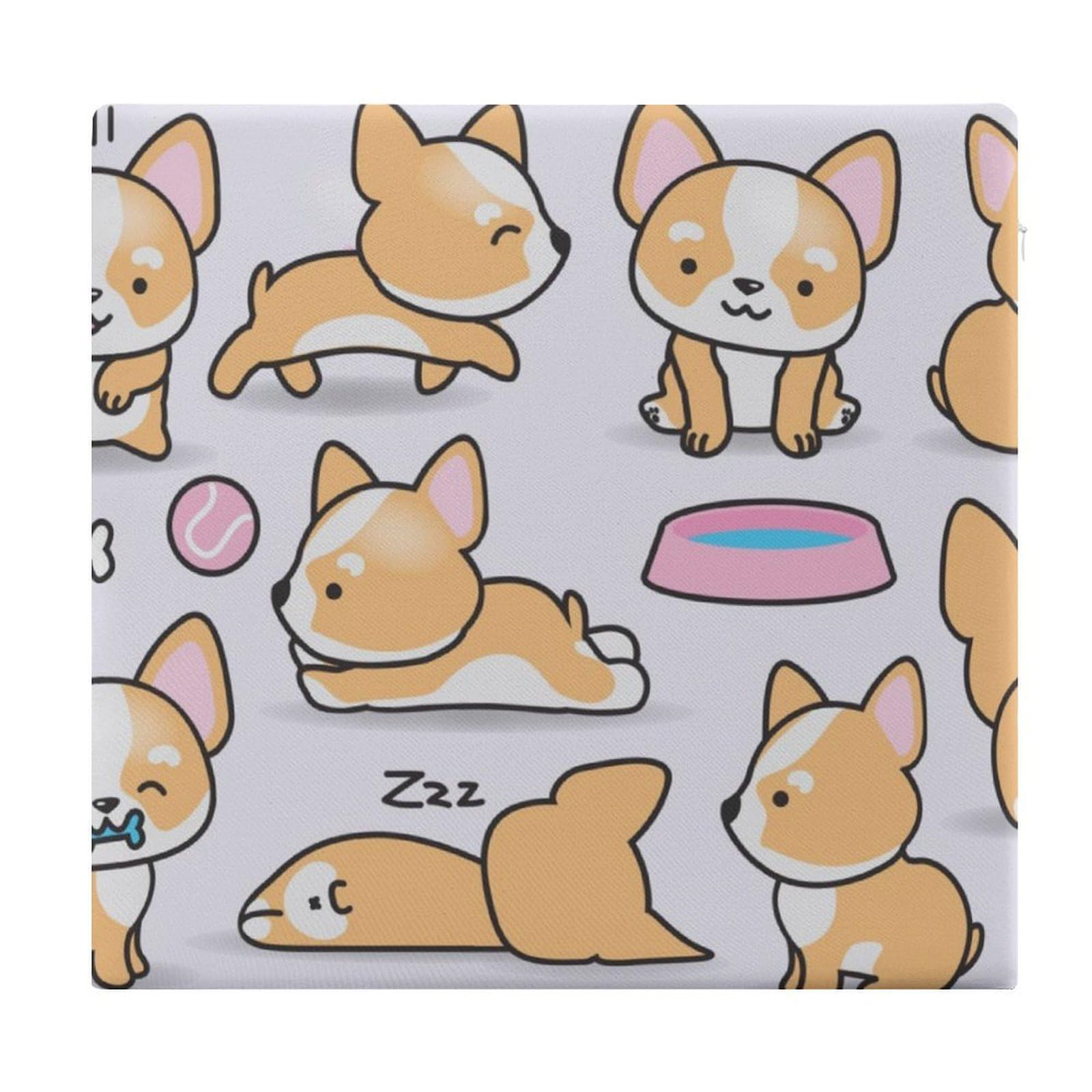 JZemdybill Chair Pad, Funny Corgi Seat Pad, Square Chair Cushion for Yoga Living Room Balcony
