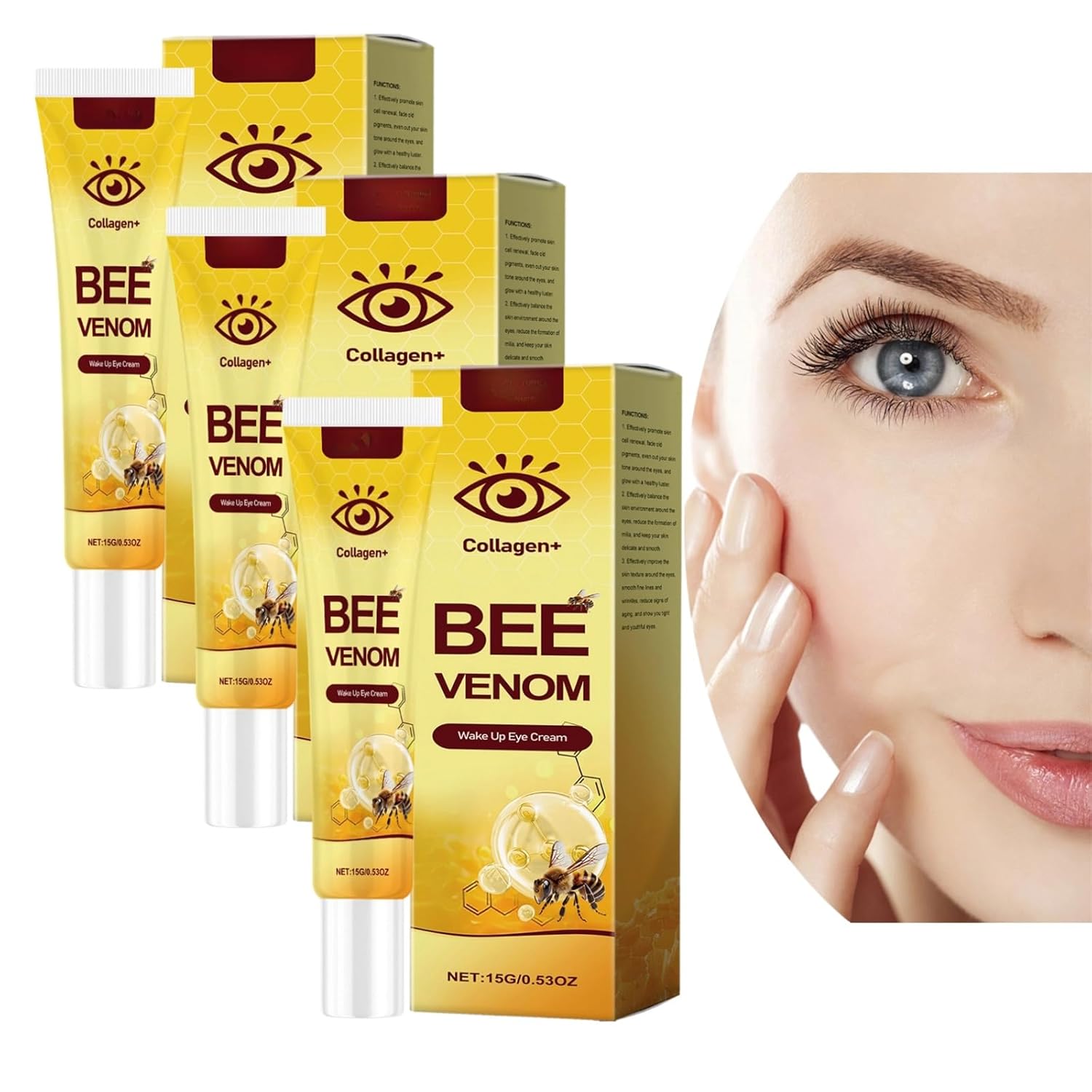 Dyshi Bee Venom Wake Up Eye Cream, Bee Venom Anti-Wrinkle Firming Under Eye Cream