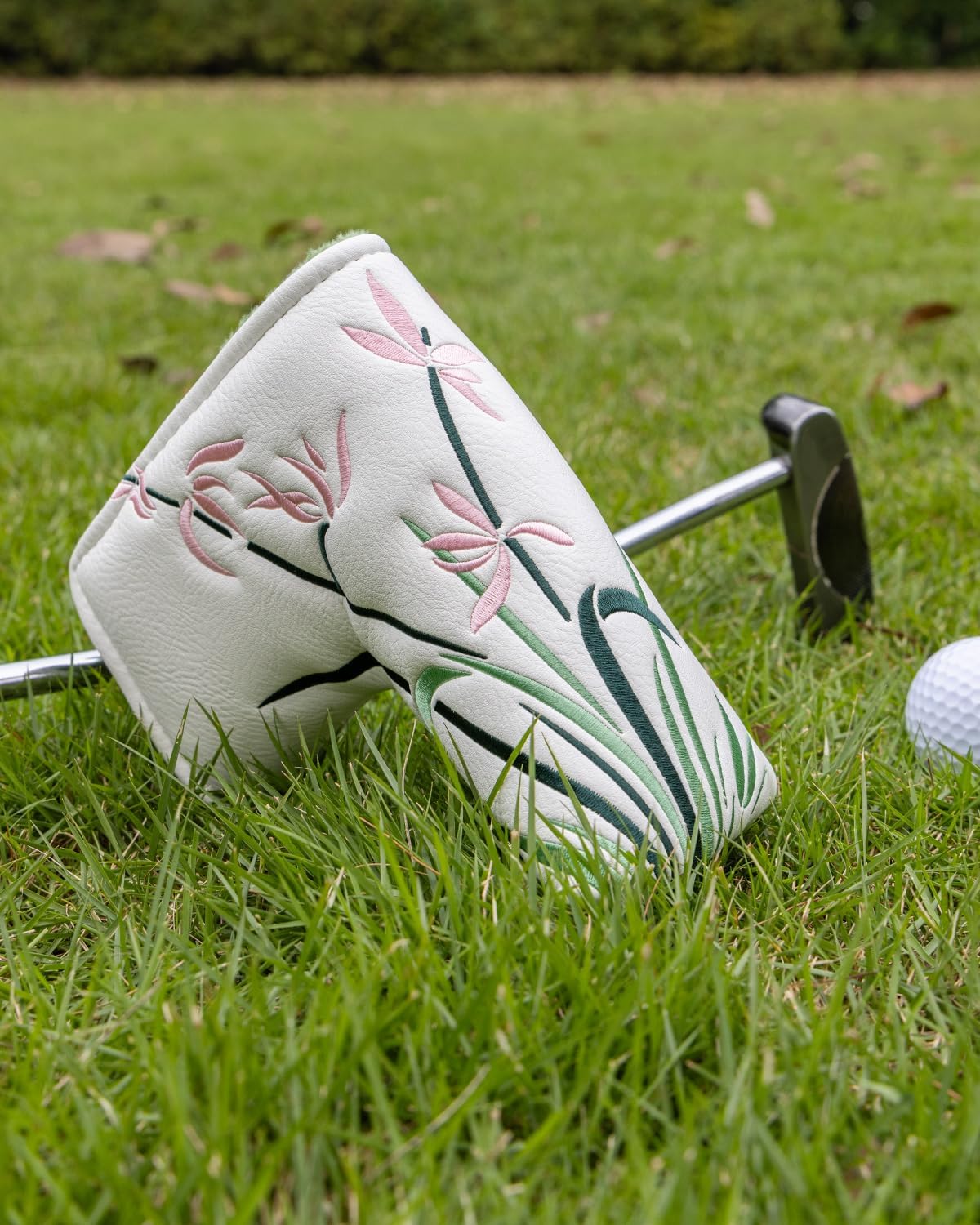 Floral Style Golf Head Covers, Orchid Golf Club Covers for Drivers, Fairway Woods, Hybrids, Mallet and Blade Putter Golf Headcovers with Advanced Embroidery Soft Lined Leather for Most Brands - Spring