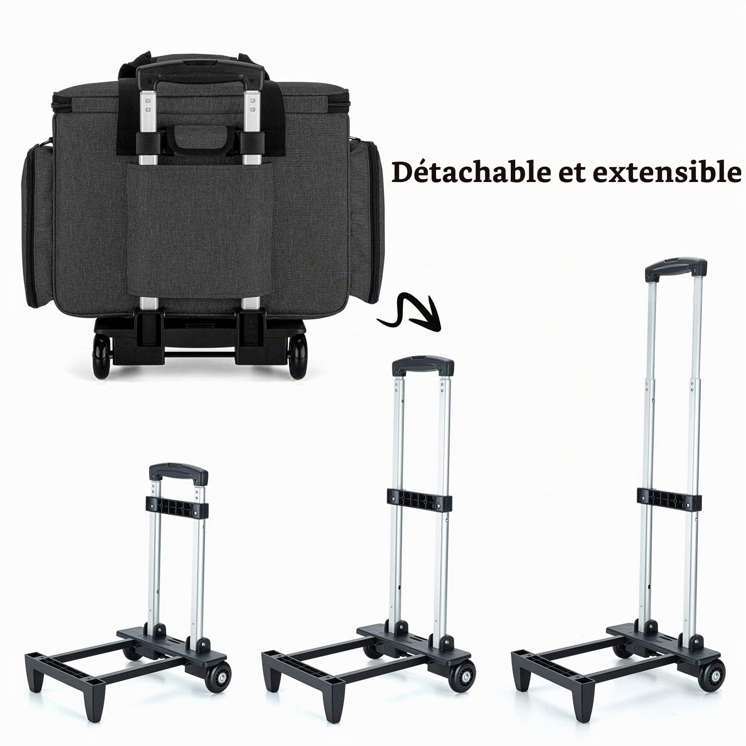 Luxja Sac de Machine à Coudre avec Chariot Détachable, Noir | Sac Machine à Coudre avec Coussin Amovible, Sacoche Machine à Coudre pour Accessoires de Coudre