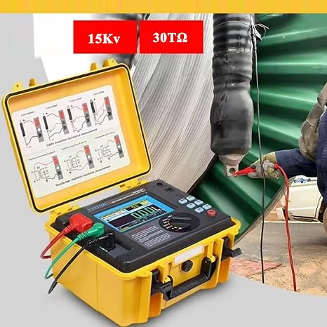 15kV Insulation Resistance Testers High Voltage 5kV Insulation Tester Meter with 30.0T Resistance Rated Voltage 50V-15KV Insulation 8 Steps Output Rated Voltage USB Interface