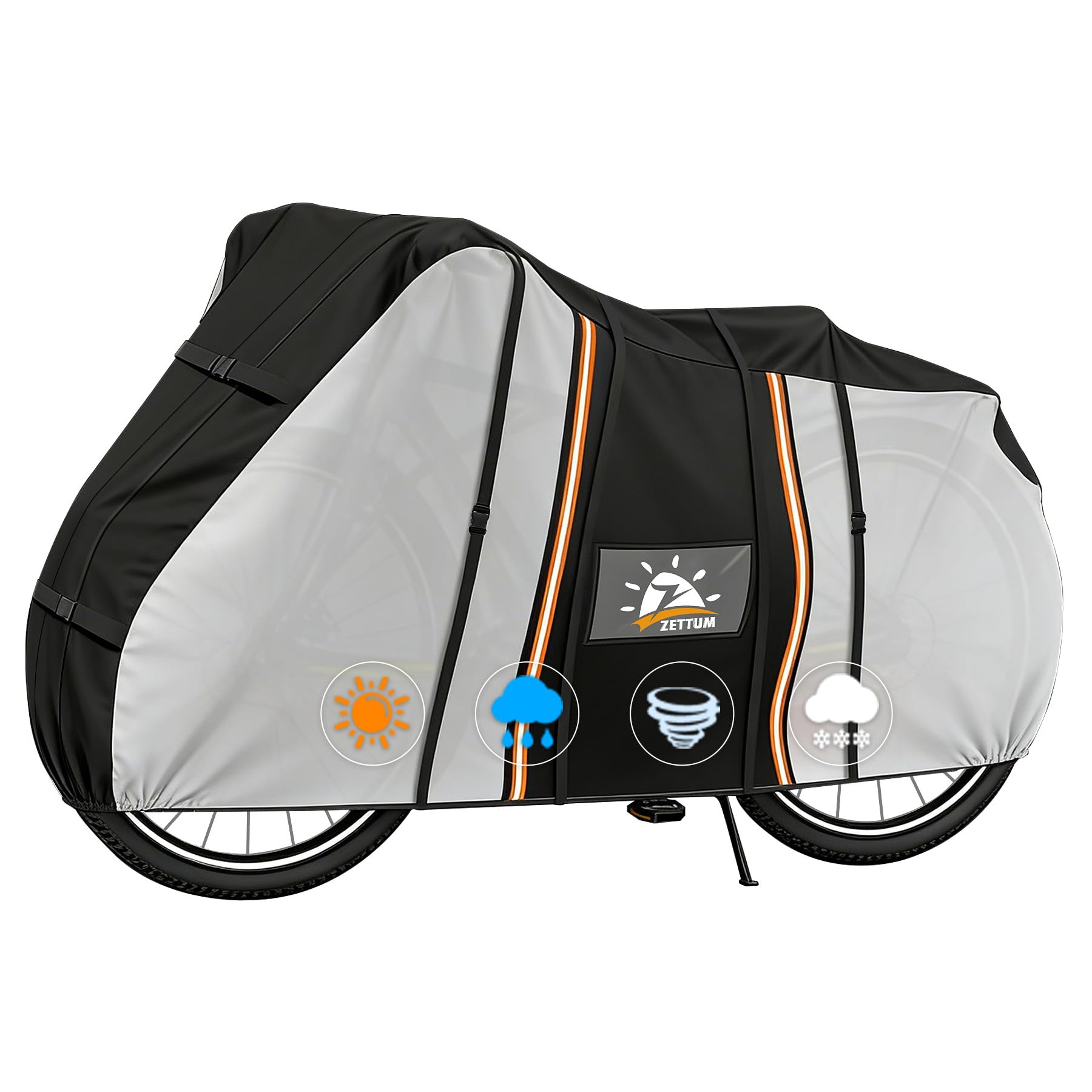 Zettum Transparent Full Bike Cover for 3 Bikes - 600D PU Coating Stationary Bike Covers for Outside Storage Waterproof & Heavy Duty, Outdoor Large Bike Cover for Mountain Bikes, Road Bike, eBike โ image 1