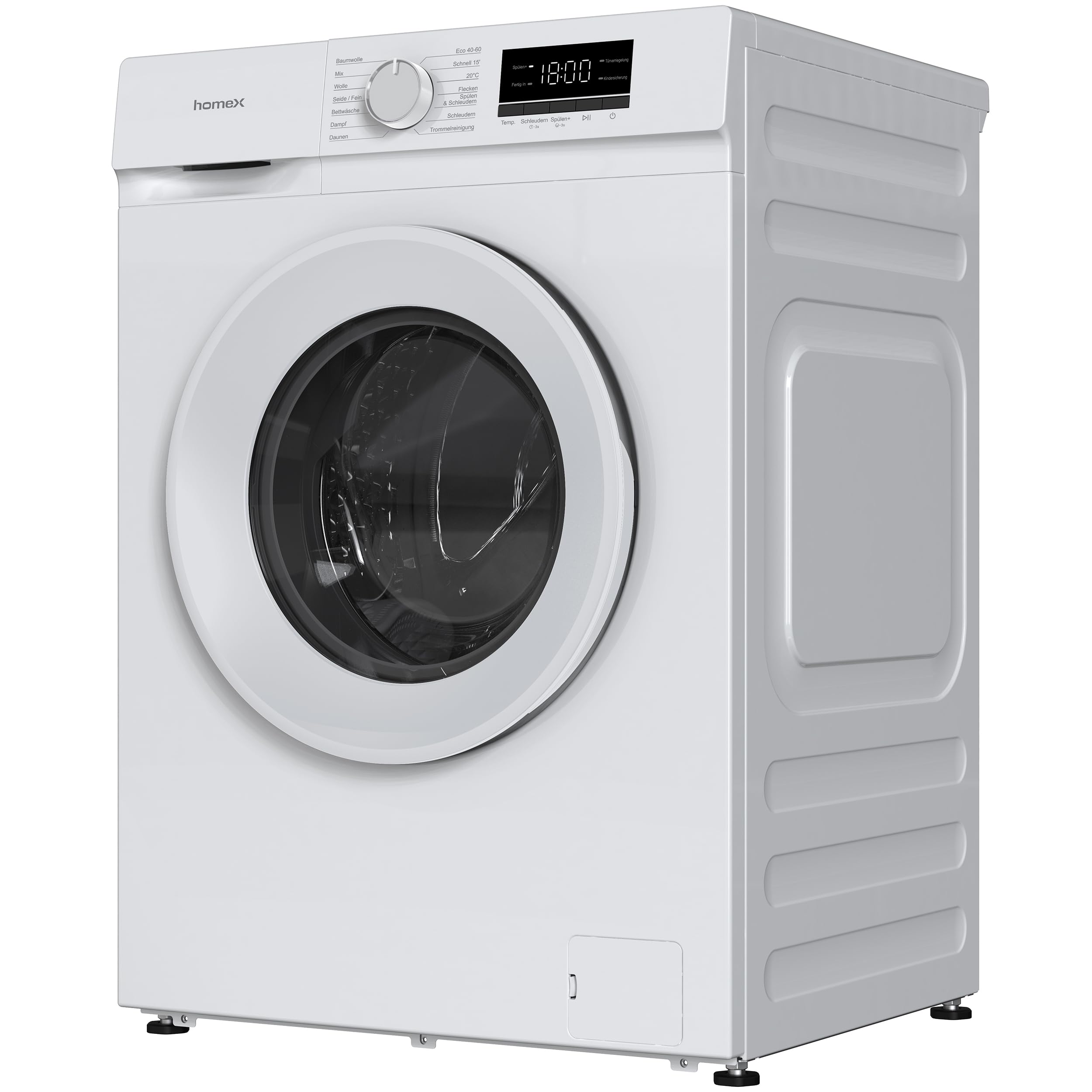 homeX Waschmaschine 6kg Frontlader 1000 U/Min Energieklasse A AquaStop Inverter Motor 14 Programme 74 dB 39 cm Tiefe 90°C weiß WF610K1A-W