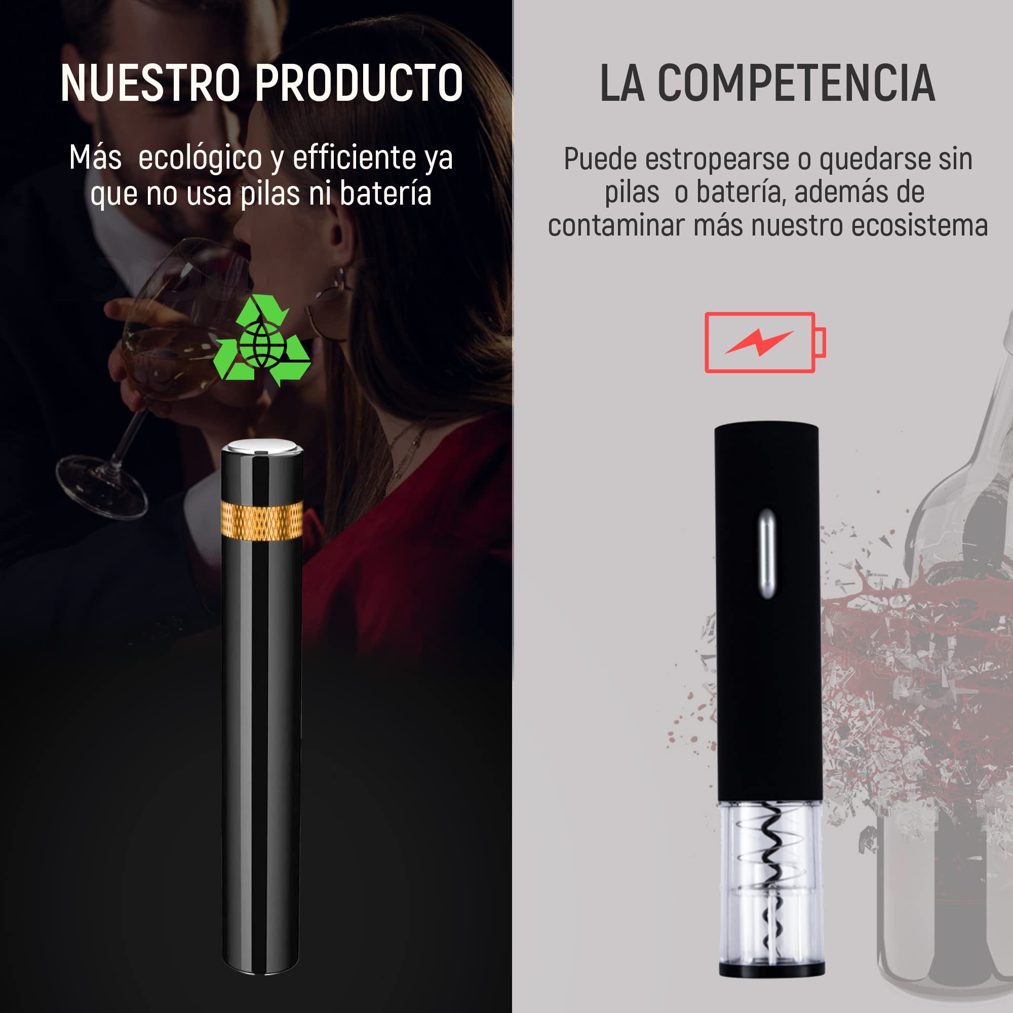 SEED Sacacorchos de aire comprimido profesional – Abre botellas de vino sin esfuerzo y sin romper el corcho – Ideal para cenas, regalos y amantes del vino – abridor vino (Set)