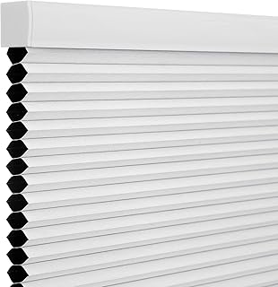 Changshade Blackout Blinds, Cordless Cellular Shades, Honeycomb Blackout Shades, Room Darkening Blinds, Pull Down Window Shades, Easy to Install Honeycomb Window Blinds for Home&Office, White