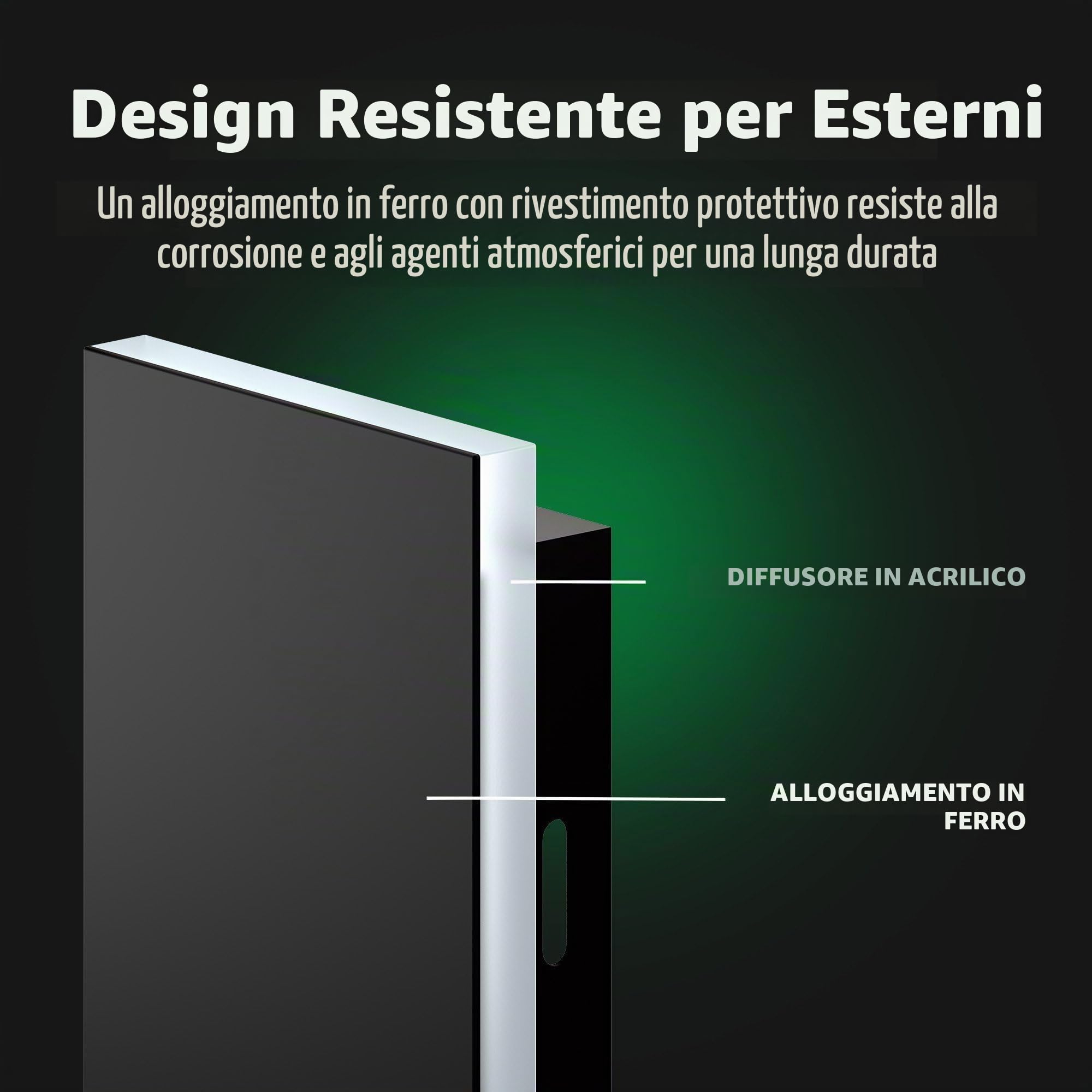 Ledvion - Applique da esterno LED lunga Villa, 100 cm, Ip65, 14W, Noir, Bianco caldo, 2700K, Alluminio e acrilico, per interno ed esterno, applique da esterno, lampada da parete esterna