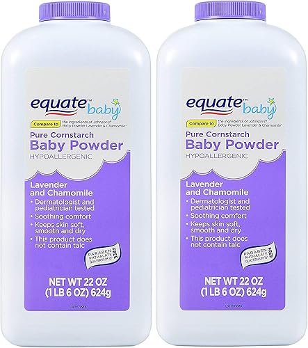 Polvo de bebé puro de maicena con lavanda y manzanilla (paquete de 2)